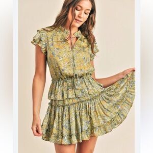 Floral Yellow Mini Dress